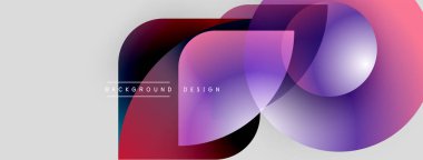 Soyut geometrik şekiller çakışıyor. Canlı renkler harmanlanarak modern arkaplan tasarımı oluşturur. Yumuşak eğimler derinlik ve dinamizmi işaret eder..