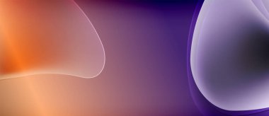 Soyut gradyanlar turuncu ve mor renkleri harmanlarlar. Pürüzsüz eğriler akış ve dinamik bileşim yaratır. Yumuşak ışık şekilleri, derinliği vurgular.