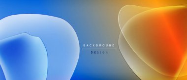 Soyut sıvı şekilleri, mavi-turuncu gradyan. Modern tasarım, pürüzsüz geçişler, asgari metin örtüsü. Sunumlar için uygun arkaplan.