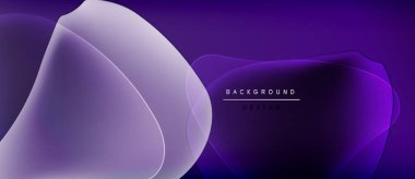 Soyut mor arkaplan. Üst üste binen şekiller modern tasarım yaratır. Gradyan etkisi derinlik ve görsel ilgi ekler. Minimalist estetik.