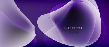 Soyut mor şekiller örtüşür, yumuşak eğimler yaratır. Metin elementleri arka planı ve tasarımı olan minimalist tasarım. Koyu arkaplan görsel etkiyi arttırır.