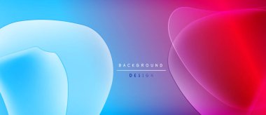 Soyut sıvı şekilleri canlı mavi, mor, kırmızı renkleri harmanlar. Modern tasarım dinamik enerjiyi, pürüzsüz geçişleri öneriyor. Arkaplanda metin ögeleri.