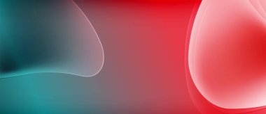 Soyut sıvı şekilleri canlı deniz mavisi, gri, kırmızı renkleri harmanlar. Pürüzsüz gradyanlar dinamik görsel akış, modern tasarım yaratır.