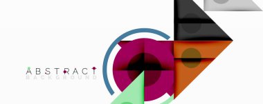 Modern geometrik tasarım. Renkli şekiller örtüşüyor, dinamik görsel efektler yaratıyor. Minimalist stil, temiz hatlar, parlak palet.