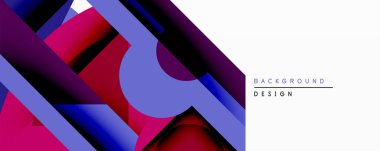 Soyut geometrik bileşim. Üst üste binen şekiller dinamik görsel efekt yaratır. Renk değişimi, kırmızı, mavi ekleme derinliği. Arkaplan ve sunumlar için uygun modern tasarım.