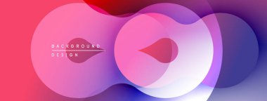 Soyut şekiller örtüşüyor, canlı pembeler, morlar, maviler yaratıyor. Modern tasarım akıcı, dinamik, görsel olarak çekici..