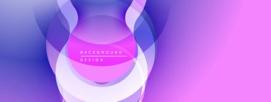 Soyut tasarım katmanlı daireler, canlı mor renkler, pürüzsüz eğimler içerir. Modern estetik dijital arkaplanlar için uygundur.