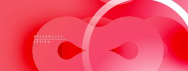 Soyut kırmızı tasarım, üst üste binen daireler, gradyanlar. Minimalist stil modern görsel etki yaratır. Pürüzsüz şekiller akıcılığı işaret eder..