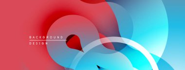 Soyut sıvı şekilleri, canlı kırmızı mavi gradyan. Üst üste binen katmanlar dinamik görsel efekt yaratır. Modern tasarım ögesi.