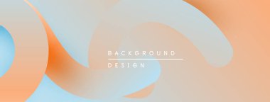 Soyut akışkan şekiller harmanlanır ve yumuşak eğimler yaratır. Şeftali, mavi renkler dizaynın hakimi. Minimalist metin arkaplan tasarımı okur.