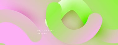 Soyut sıvı şekilleri pastel pembeleri, yeşillikleri, sarıları harmanlıyor. Yumuşak gradyanlar dinamik arkaplan tasarımı yaratır. Mevcut en küçük metin.