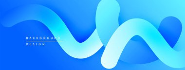 Soyut mavi eğimli dalgalar dinamik arkaplan oluşturur. Yumuşak kıvrımlar hareketi gösterir, modern tasarım estetiği. Minimalist stil.