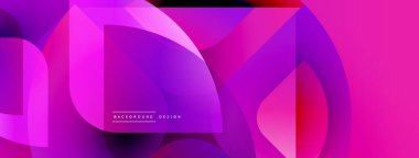 Soyut enerjik tasarım. Üst üste binen daireler dinamik mor, pembe eğimler yaratır. Dijital projeler için modern arkaplan.