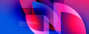 Soyut sıvı şekiller, canlı pembeler, maviler harmanlanır. Modern tasarım üst üste binen katmanlar, gradyan etkiler içerir. Metin arkaplan tasarımı okur.