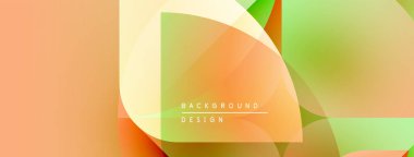 Soyut geometrik şekiller, canlı renklerin karışımı. Şeftali, turuncu, yeşil renkler modern tasarım yaratır. Minimalist tarz, pürüzsüz gradyanlar mevcut.