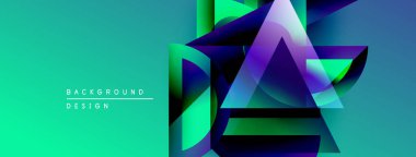 Soyut geometrik şekiller, canlı turkuaz gradyanlar, modern tasarım elementleri. Minimalist kompozisyon, arka plan veya dijital sanat için uygun.