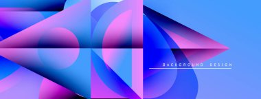 Soyut gradyanlar dinamik şekiller oluştururlar. Mavi, mor renkler modern görsel efekt yaratıyor. Minimalist tasarım teknoloji ve yenilik öneriyor.