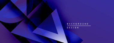 Soyut geometrik şekiller, mavi gradyanlar, modern tasarım. Minimalist kompozisyon dinamik görsel efekt yaratır. Arkaplan teknoloji ve yenilik öneriyor.