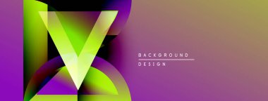 Soyut canlı tasarım harf formu, gradyan renkler içerir. Mor, yeşil, sarı renkler pürüzsüz bir şekilde harmanlanarak modern görüntü oluşturur..