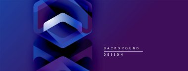 Soyut geometrik tasarım. Mavi mor gradyan katmanlar modern görsel efekt yaratır. Minimalist biçim arkaplan için uygun.