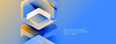 Soyut geometrik şekiller, katmanlı tasarım. Renkler karışır, modern görsel efekt yaratır. Mavi sağ tarafa hükmediyor.