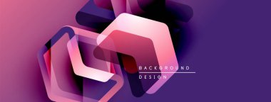 Soyut geometrik şekiller örtüşüyor, canlı mor ve pembe renkler yaratıyor. Arkaplan ve sunumlar için modern tasarım ögesi.
