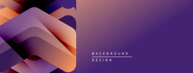 Soyut gradyan şekiller örtüşüyor, dinamik mor, turuncu görsel yaratıyor. Metin arka plan tasarımını beyaz olarak okur. Minimalist estetik.