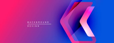 Canlı gradyan arkaplan soyut şekiller içerir. Pembe, mor, mavi renkler düzgün bir şekilde harmanlanır. Dijital projeler için modern tasarım ögesi.