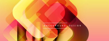 Soyut geometrik şekiller üst üste binerek sıcak renk değişimleri yaratıyor. Tasarım turuncu, sarı, kırmızı renklere sahiptir. Modern arkaplan dokusu.