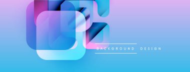 Soyut geometrik şekiller örtüşüyor, parlak mavi ve mor renkler yaratıyor. Arkaplan ve sunumlar için modern tasarım ögesi.