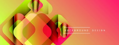 Soyut geometrik şekiller canlı renkleri harmanlarlar. Gradyan geçişler dinamik görsel efekt yaratır. Arka planlar için modern tasarım ögesi.