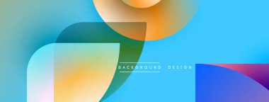 Soyut akışkan şekiller harmanlanarak canlı mavi, turuncu gradyanlar oluşturur. Modern tasarım ögeleri dinamik arkaplan dokusunu önerir.