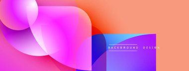 Soyut, enerjik şekiller çakışıyor ve değişim etkisi yaratıyor. Şeftali, pembe, mor renkler tasarımda baskın. Metin arkaplan tasarımı okur.