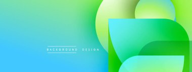 Soyut eğim arkaplanı. Üstüste binen geometrik şekilleri içeren, yeşile mavi geçişler. Modern tasarım elementleri dinamik görsel akış yaratır.