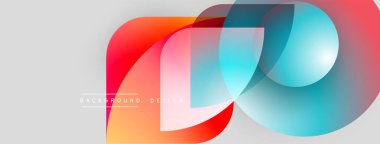 Soyut renkli örtüşen şekiller dinamik görsellik yaratır. Düz gradyanlar, modern tasarım, hafif arkaplan. Dijital projeler için mükemmel.