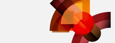 Soyut tasarım özellikleri üst üste binen turuncu, kırmızı şekiller. Yumuşak eğimli minimalist kompozisyon, dinamik görsel etki yaratır.