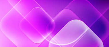 Soyut mor arkaplan. Geometrik şekiller çakışır ve parlak bir etki yaratır. Yumuşak eğimler, modern tasarım, canlı renkler.
