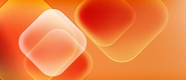 Soyut turuncu arka plan. Üst üste binen yuvarlak kareler yumuşak parıltı, sıcak tonlar ve modern tasarım yaratır. Basit, zarif bir kompozisyon..