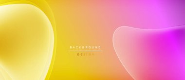 Soyut sıvı şekilleri, canlı gradyanlar. Sarı, turuncu, pembe renkler düzgün bir şekilde harmanlanır. Arka planlar için modern tasarım ögesi.