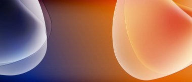 Soyut şekiller mavi ve turuncu renkleri harmanlıyor. Pürüzsüz gradyanlar dinamik görsel efekt yaratır. Minimalist tasarım, modern estetik.