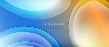Soyut arkaplan özellikleri üst üste binen mavi turuncu daireler. Renkler pürüzsüz geçişler yaratıyor, modern tasarım estetik.