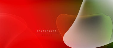 Soyut sıvı şekilleri, canlı kırmızı yeşile geçişler. Metin kaplamalı minimalist tasarım, modern estetik. Yumuşak eğimler derinlik yaratır.