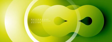 Soyut yeşil arkaplan. Üst üste binen daireler dinamik görsel efekt yaratır. Modern tasarım elementleri pürüzsüz eğimler sunar.