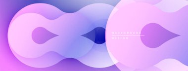 Soyut sıvı şekilleri, mor renkler baskın gelir. Gradyan renkler düzgün bir şekilde karışıp dinamik bileşim oluşturuyor. Minimalist tasarım, modern estetik.