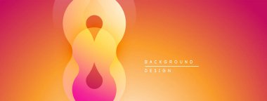 Soyut tasarım, akıcı şekiller, sıcak renk eğimleri. Turuncu, sarı, pembe renkler dinamik görsel efekt yaratır. Minimalist stil.