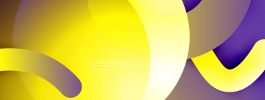 Soyut sıvı şekiller, canlı sarı, mor renkler. Modern tasarım, pürüzsüz eğimler dinamik kompozisyon yaratır. Minimalist estetik.