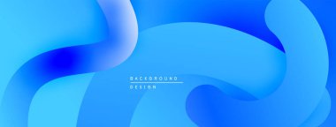 Soyut mavi arkaplan. Pürüzsüz akış şekilleri modern tasarım yaratır. Gradyan gölgeler görsel derinlik, basitlik sunar.