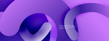 Soyut mor katmanlar akışkan şekiller yaratır. Renkler derinliği gösteriyor, modern tasarım elementleri mevcut. Yumuşak eğriler kompozisyona hakim.