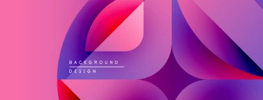 Soyut gradyan şekiller çakışıyor. Pembe, mor, mavi renkler düzgün bir şekilde harmanlanır. Arkaplan ve sunumlar için modern tasarım ögesi.