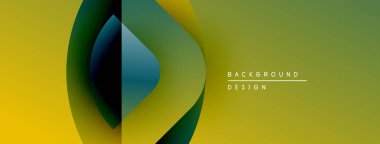 Soyut tasarım özellikleri üst üste binen renkli daireler. Sarı, yeşil, koyu tonlar modern görsel efektler yaratır. Basit arkaplan sunumu.